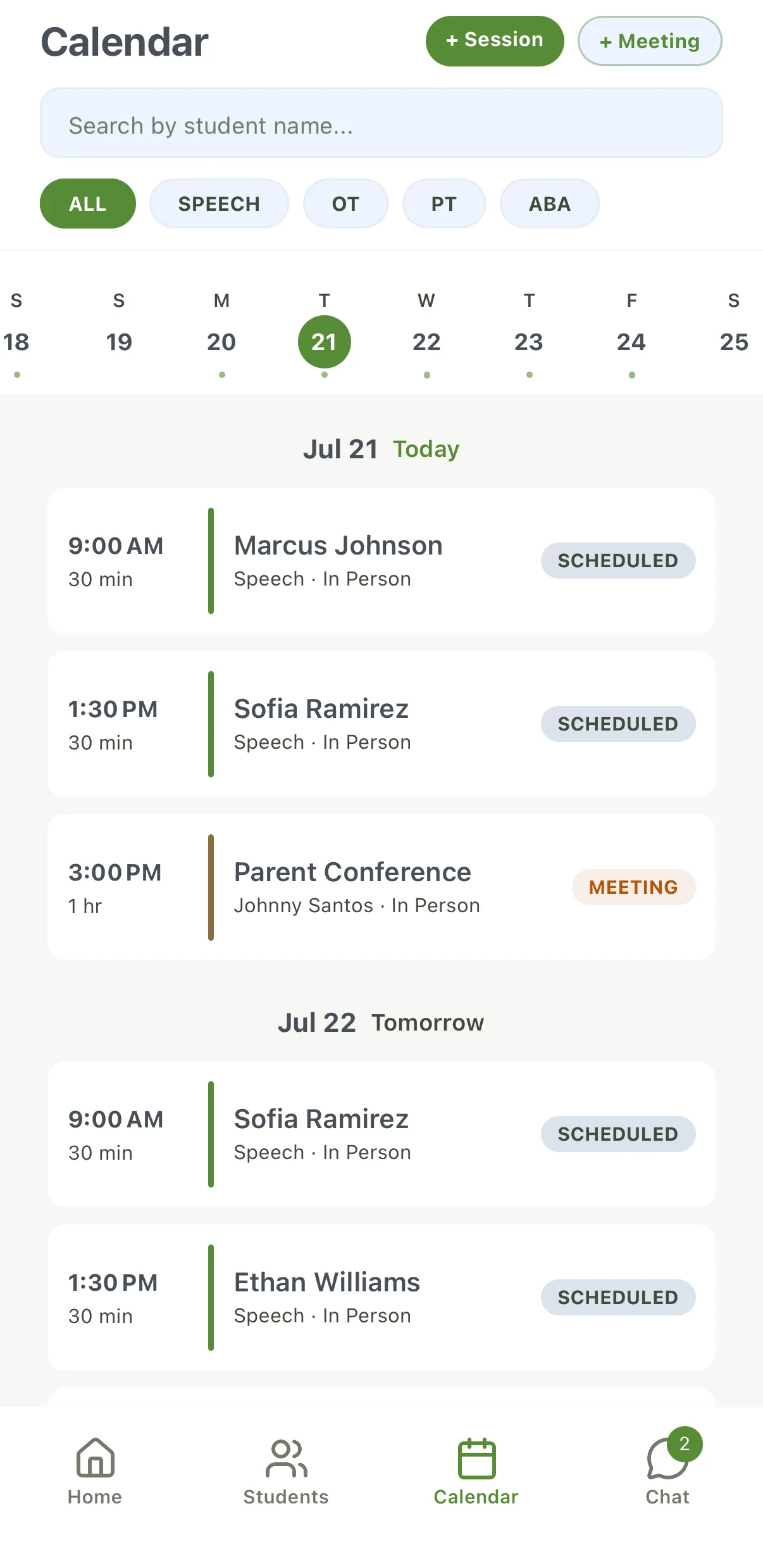 IEPioneer mobile app — calendar